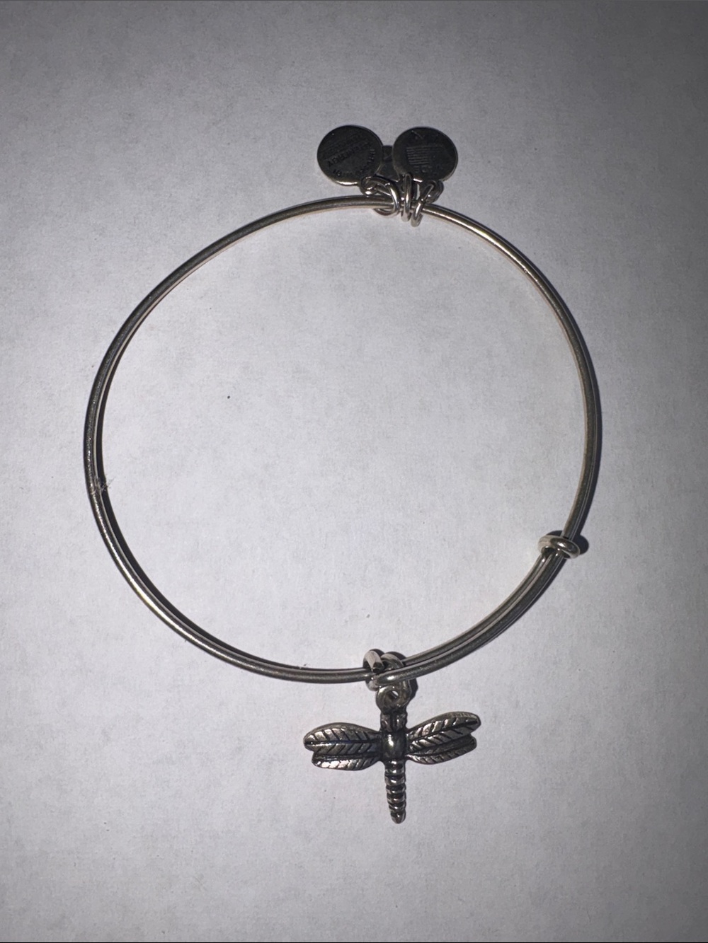 Alex and Ani Silver Dragonfly Charm Bangle Bracelet